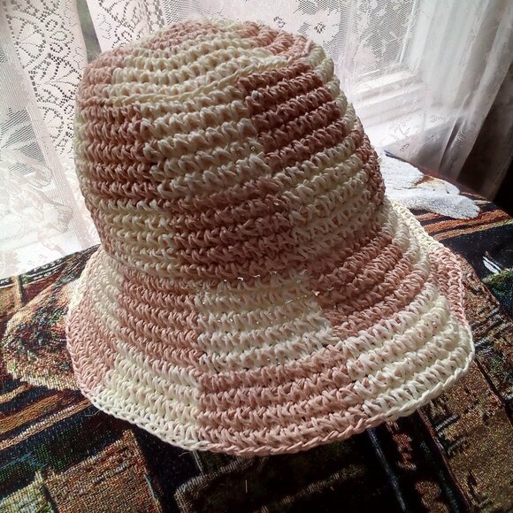 Wyeth Summer Hat Square Accents Weaved or Woven Straw One Size NWOT - Picture 7 of 7